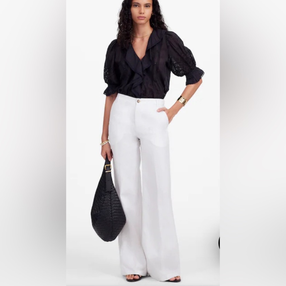 Madewell Womens White The Zoe Relaxed Wide Pant